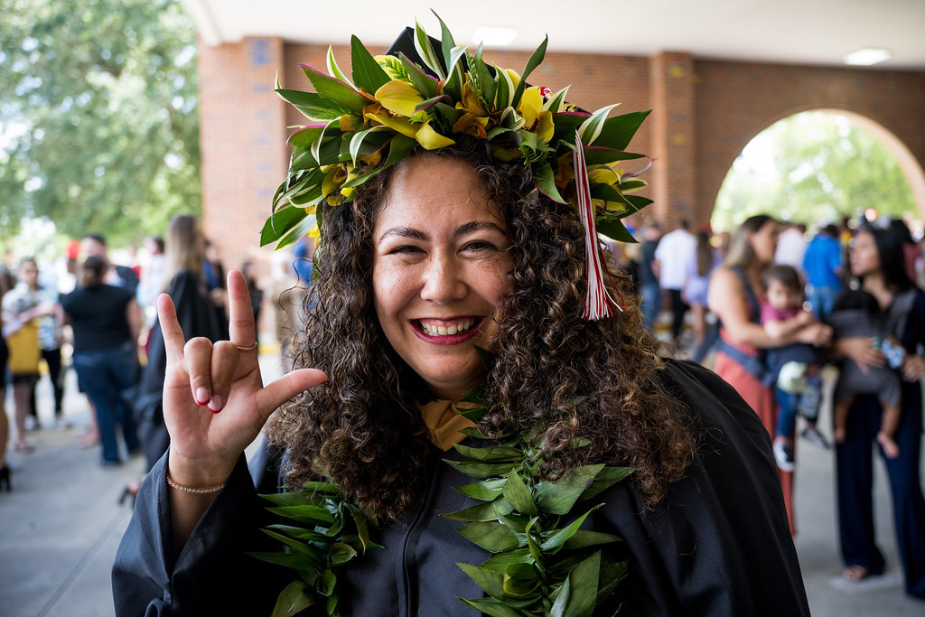 Courtney Bacalso-Cabuang is pictured during commencement upon earning her MBA in Health Care Administration online at UL Lafayette.