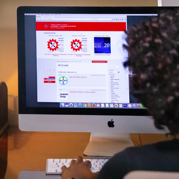 An over-the-shoulder view of the UL Lafayette calendar.