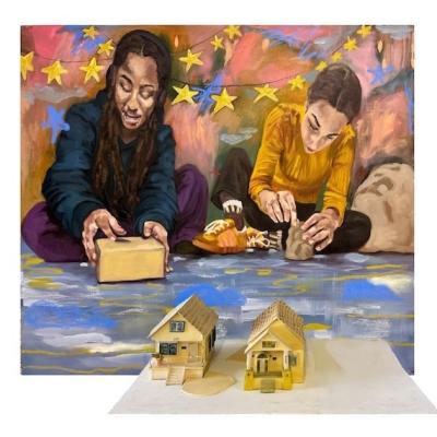 Girls with houses