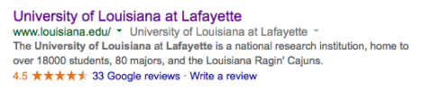 Google results from searching 